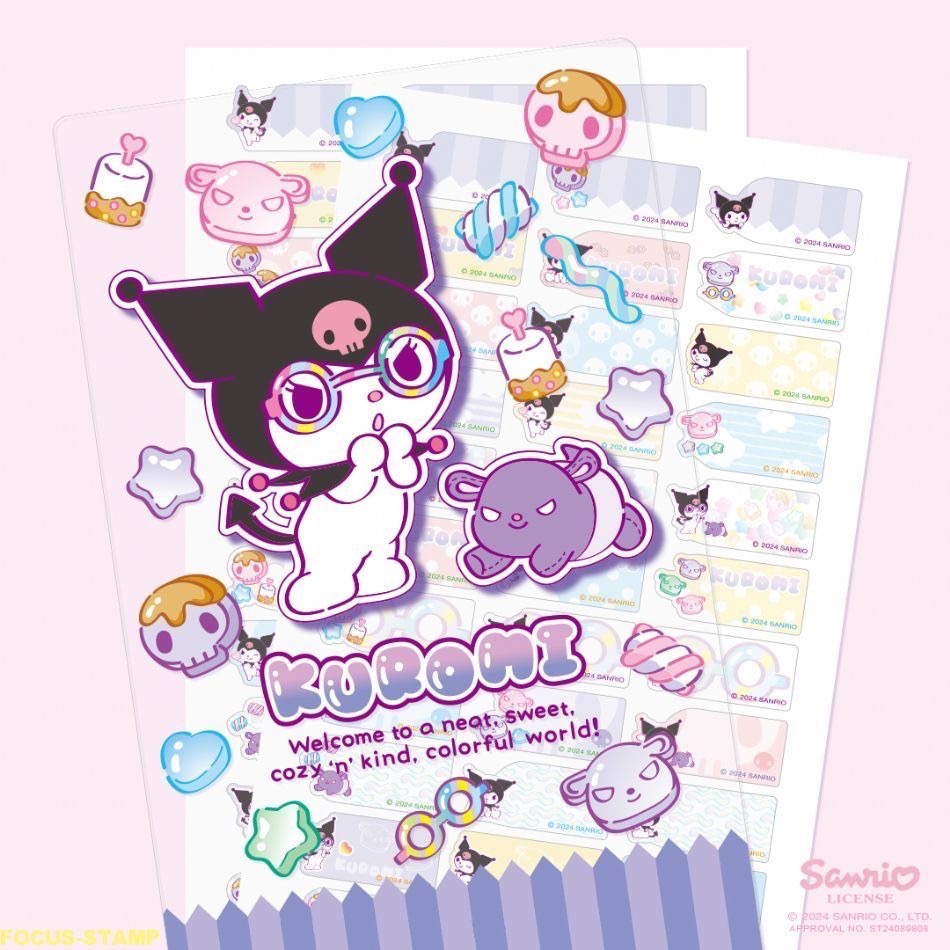 【品田小舖】【中款】買一送二 正版授權 三麗鷗-酷洛米造型貼紙 庫洛米造型貼紙 卡通 授權防水 撕不破姓名貼-細節圖2