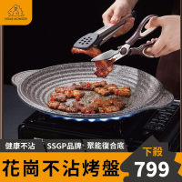 【全新不沾技術】柏林經典不沾烤盤 不沾烤盤露營烤盤 燒烤盤 燒肉烤盤 戶外烤盤 燒烤鐵板燒烤盤 不沾烤盤 麥飯石圓形