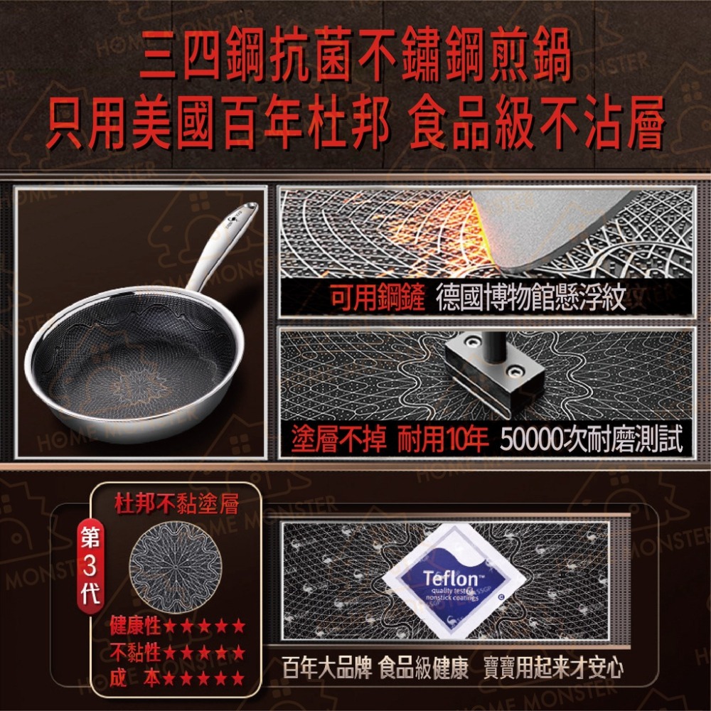 【廚房必備】抗菌不鏽鋼煎鍋 不沾鍋 炒菜鍋 平底鍋 快炒鍋炒鍋 鐵鍋 不銹鋼輕油煙炒鍋 深煎鍋 鐵煎鍋 炒飯鍋 鑄鐵炒鍋-細節圖8