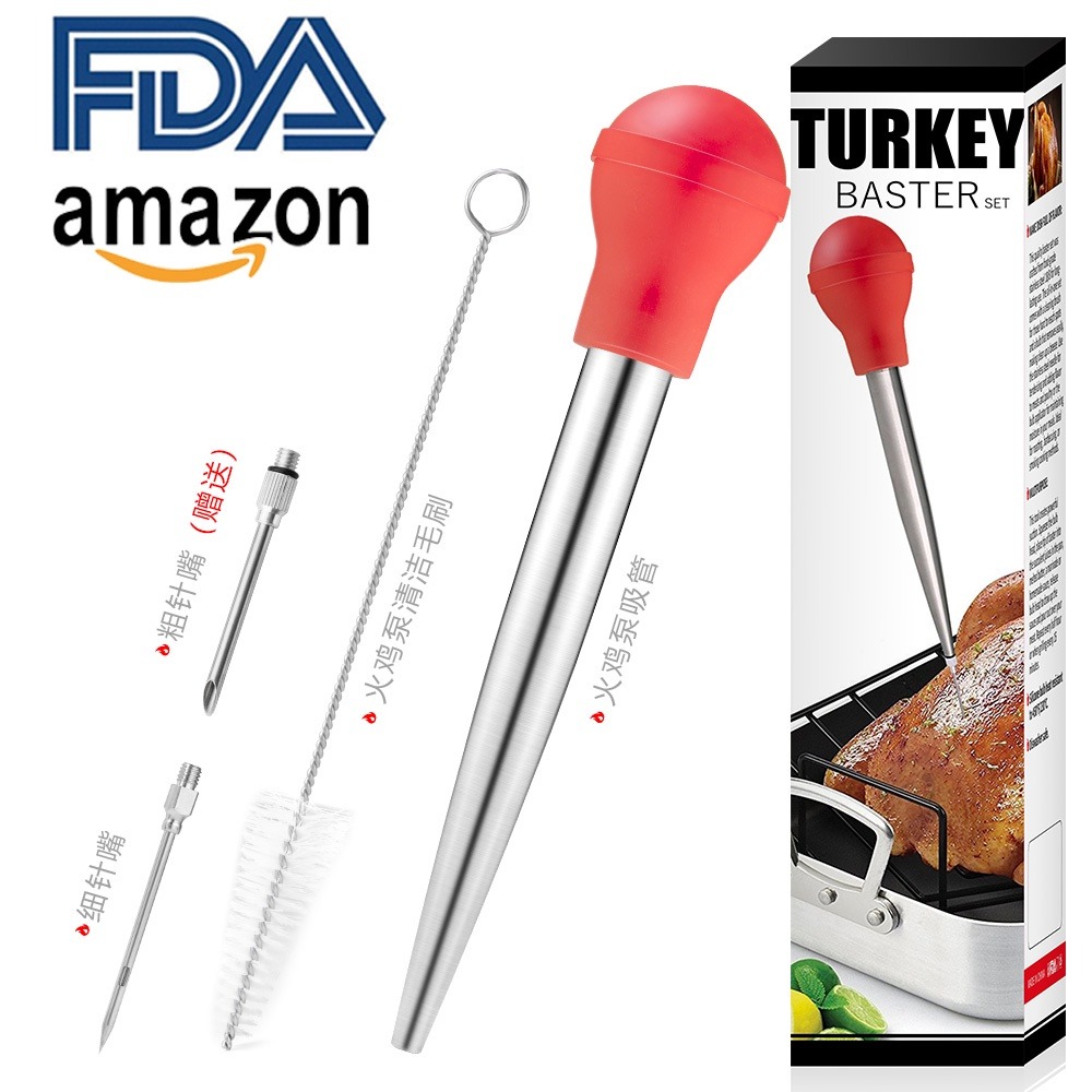 【DIY烤雞】不銹鋼火雞針 火雞填充器 不銹鋼泵頭 烤火雞器具 火雞填料器 填料器 內餡填充 內餡裝填器 火雞針 填充針-細節圖3