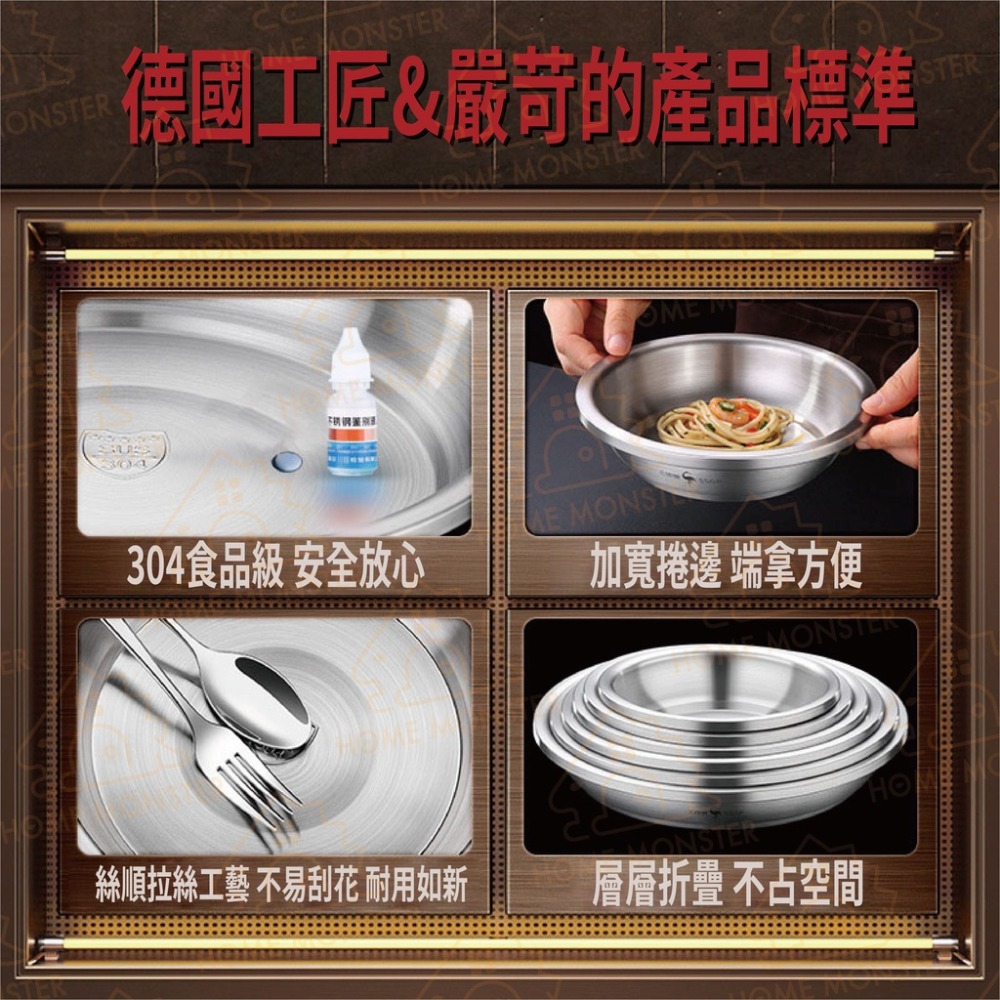 【料理必備】柏林經典深圓盤 304不鏽鋼 鐵盤 盤子 料理盆盤 不鏽鋼圓盆 不鏽鋼盤 餐盆 水果盤 料理盤 調理盤 托盤-細節圖7