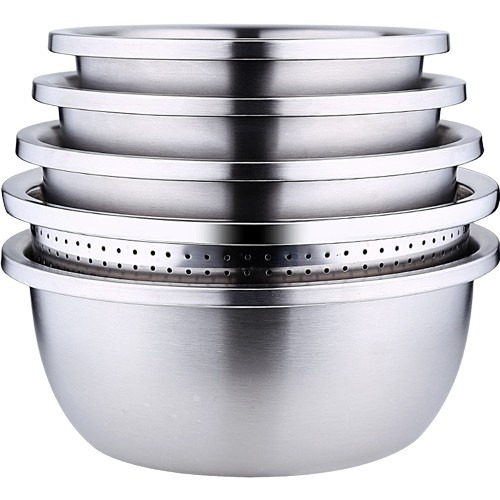 【廚房必備】304不鏽鋼瀝水盆(濾盆兩入組) 調味盆 打蛋盆 涼拌碗 洗菜盆 洗菜器 不鏽鋼盆 湯鍋 不鏽鋼碗 洗菜-細節圖2