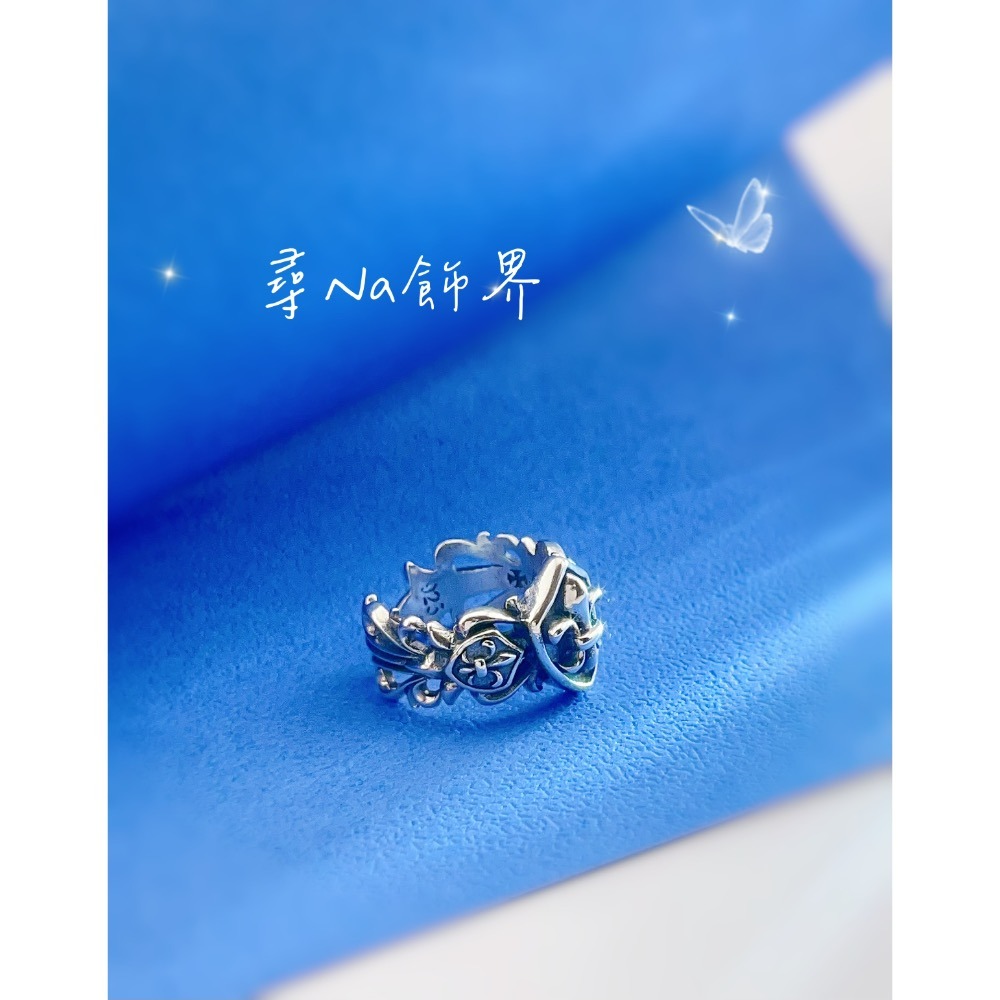 S925純銀克羅心復古鳶尾花戒指-細節圖2