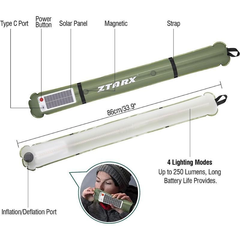 ZTARX 充氣磁吸太陽能 LED 燈 露營 野營 登山 露營燈 照明-細節圖2