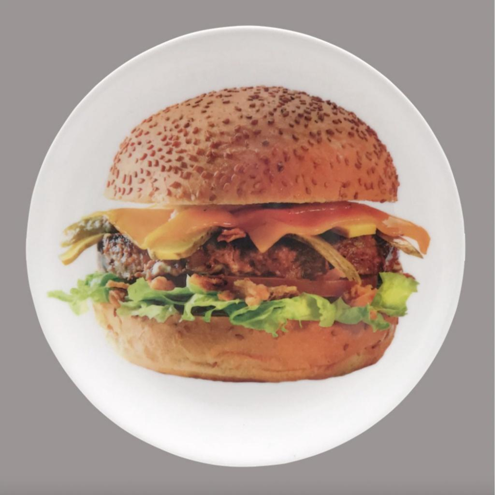 【三番雜貨屋】漢堡早餐盤 家用可愛創意餐碟 圓形 密胺材質 零食平盤耐摔不易碎-細節圖3