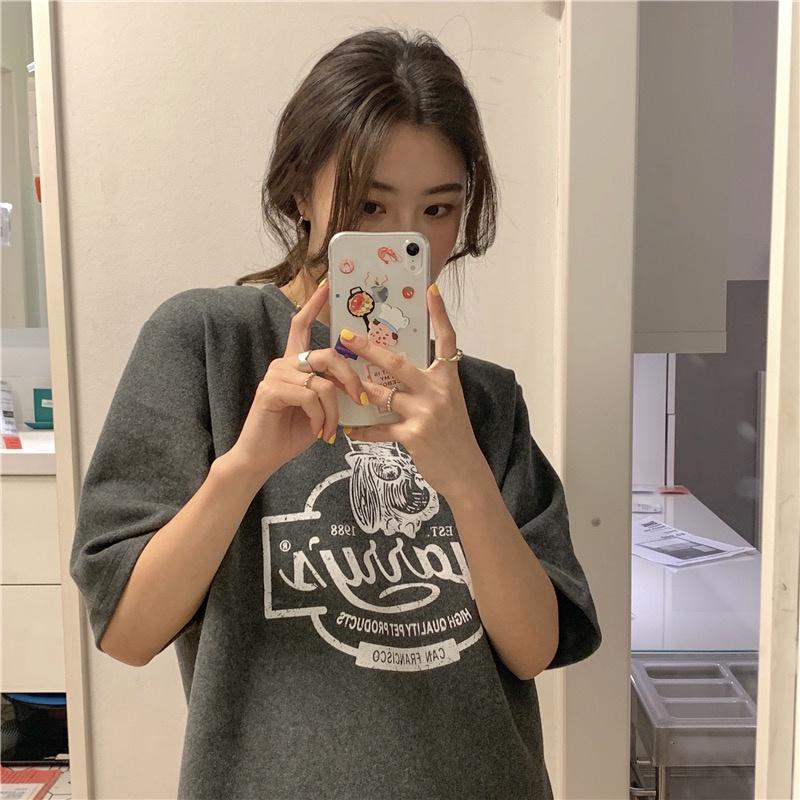 【三番雜貨屋】紳士狗勾哈利  棉質上衣 短袖 寬鬆美式復古 原宿慵懶風 日系少女感-細節圖5