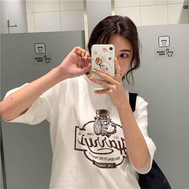 【三番雜貨屋】紳士狗勾哈利  棉質上衣 短袖 寬鬆美式復古 原宿慵懶風 日系少女感-細節圖7