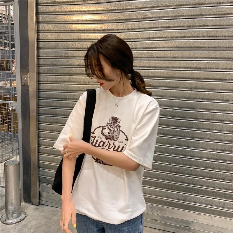 【三番雜貨屋】紳士狗勾哈利  棉質上衣 短袖 寬鬆美式復古 原宿慵懶風 日系少女感-細節圖9