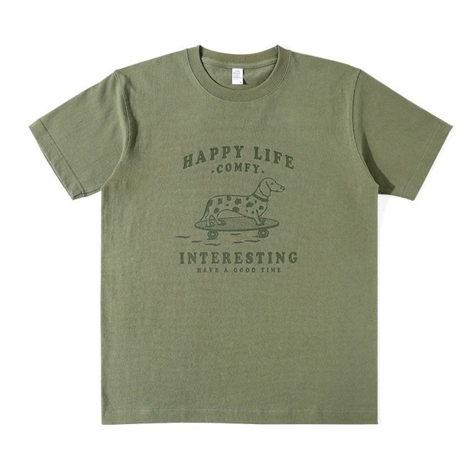 【三番雜貨屋】Happy 臘腸狗  純棉上衣 短袖 寬鬆美式復古 原宿慵懶風 日系少女感-細節圖5