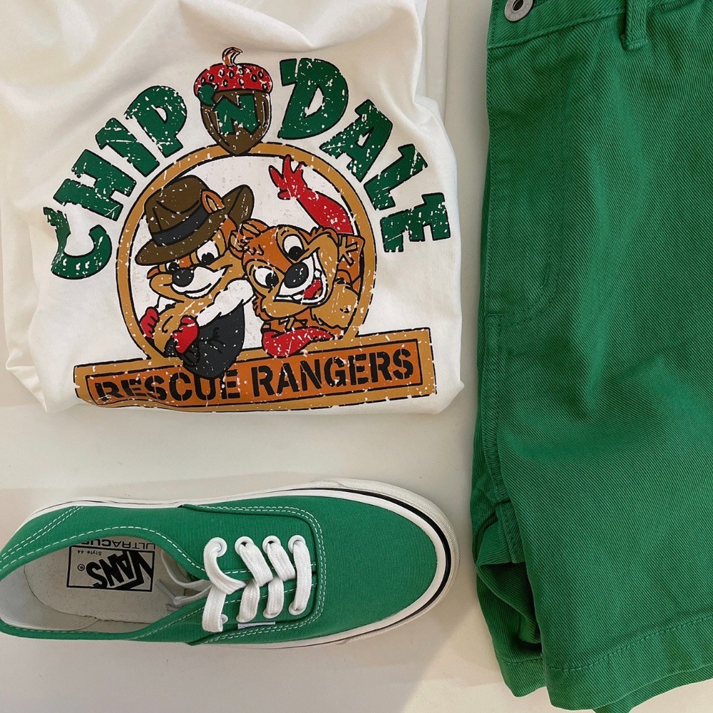 【三番雜貨屋】松鼠好朋友 棉質上衣 短袖 寬鬆美式復古 原宿慵懶風 日系少女感-細節圖5