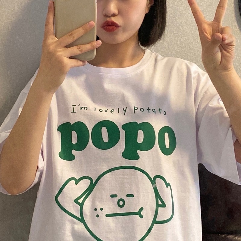 【三番雜貨屋】我是可愛的馬鈴薯 純棉T恤 美式上衣短袖 休閒風 原宿慵懶風 日系少女感-細節圖2