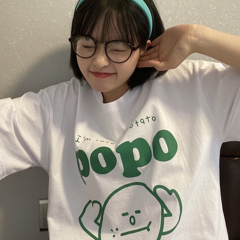 【三番雜貨屋】我是可愛的馬鈴薯 純棉T恤 美式上衣短袖 休閒風 原宿慵懶風 日系少女感-細節圖3