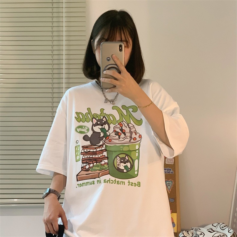 【三番雜貨屋】我倒底是柴柴還是哈士奇咧  純棉上衣 短袖 寬鬆美式復古 原宿慵懶風 日系少女感-細節圖2