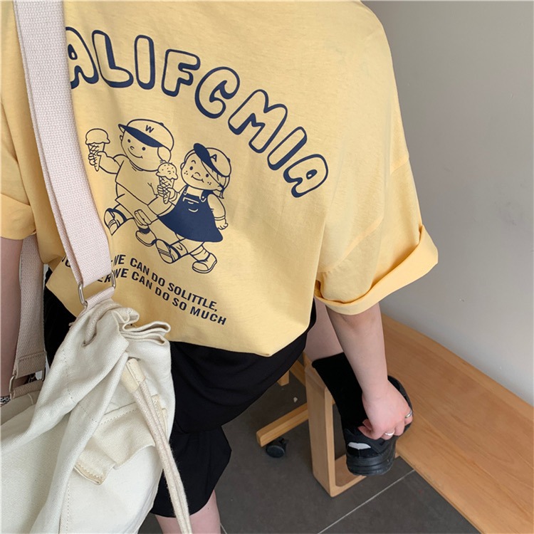 【三番雜貨屋】 冰淇淋小童 棉質T恤 美式上衣短袖 休閒風 原宿慵懶風 日系少女感-細節圖10