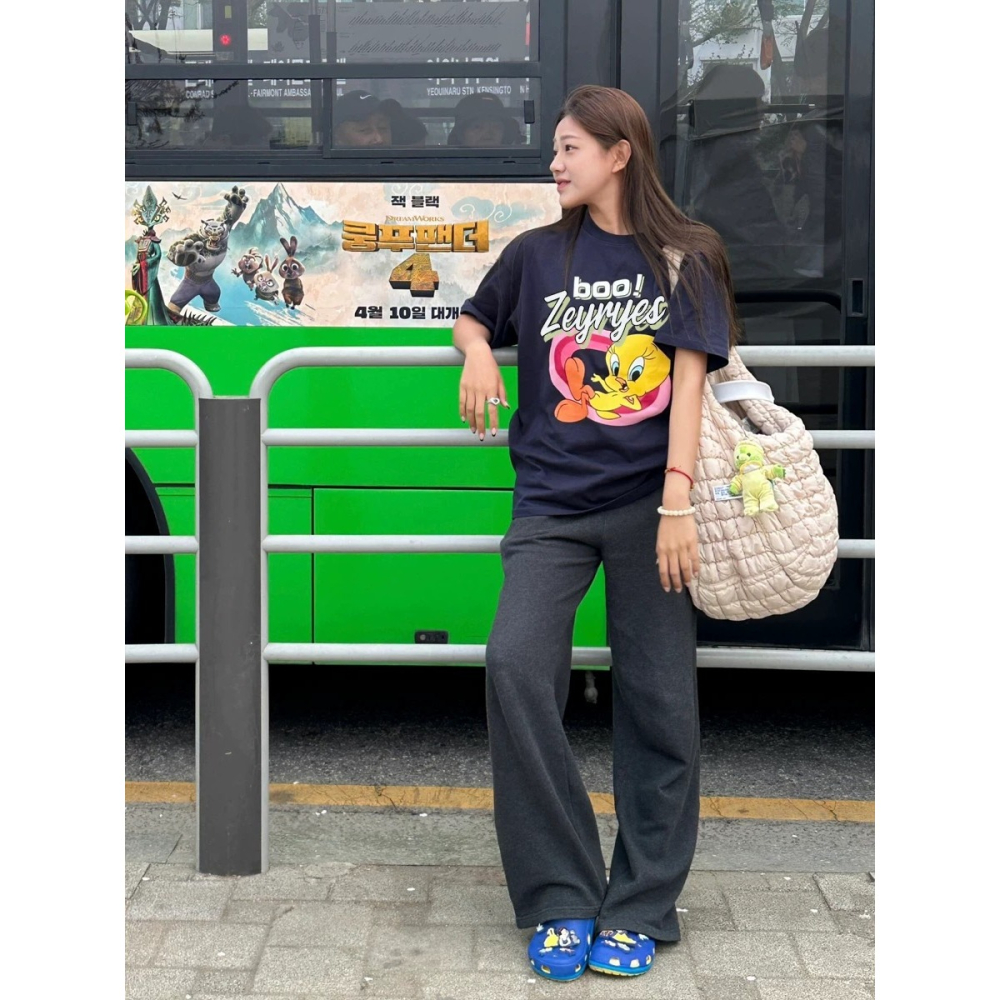 【三番雜貨屋】Welcome Tweety Network 重磅純棉上衣 短袖 寬鬆美式復古 原宿慵懶風 日系少女感-細節圖3