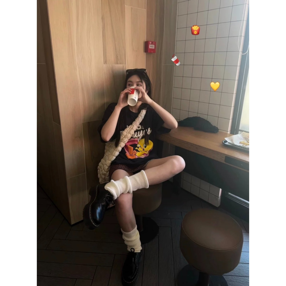 【三番雜貨屋】Welcome Tweety Network 重磅純棉上衣 短袖 寬鬆美式復古 原宿慵懶風 日系少女感-細節圖7