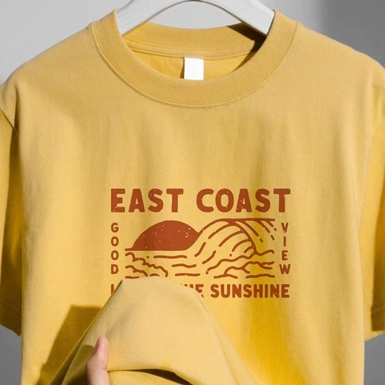 【三番雜貨屋】東海岸的陽光 重磅純棉上衣 短袖 寬鬆美式復古 原宿慵懶風 日系少女感-細節圖2