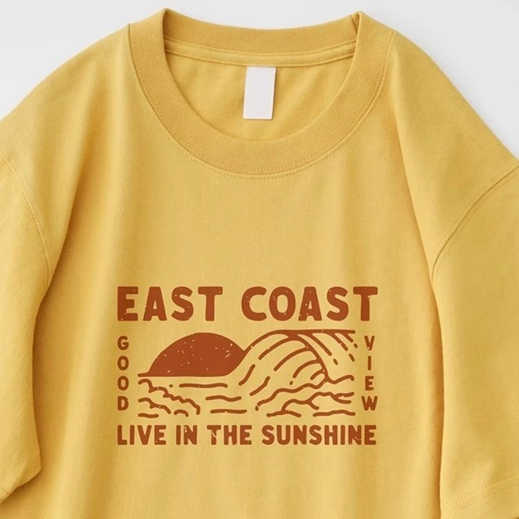 【三番雜貨屋】東海岸的陽光 重磅純棉上衣 短袖 寬鬆美式復古 原宿慵懶風 日系少女感-細節圖3