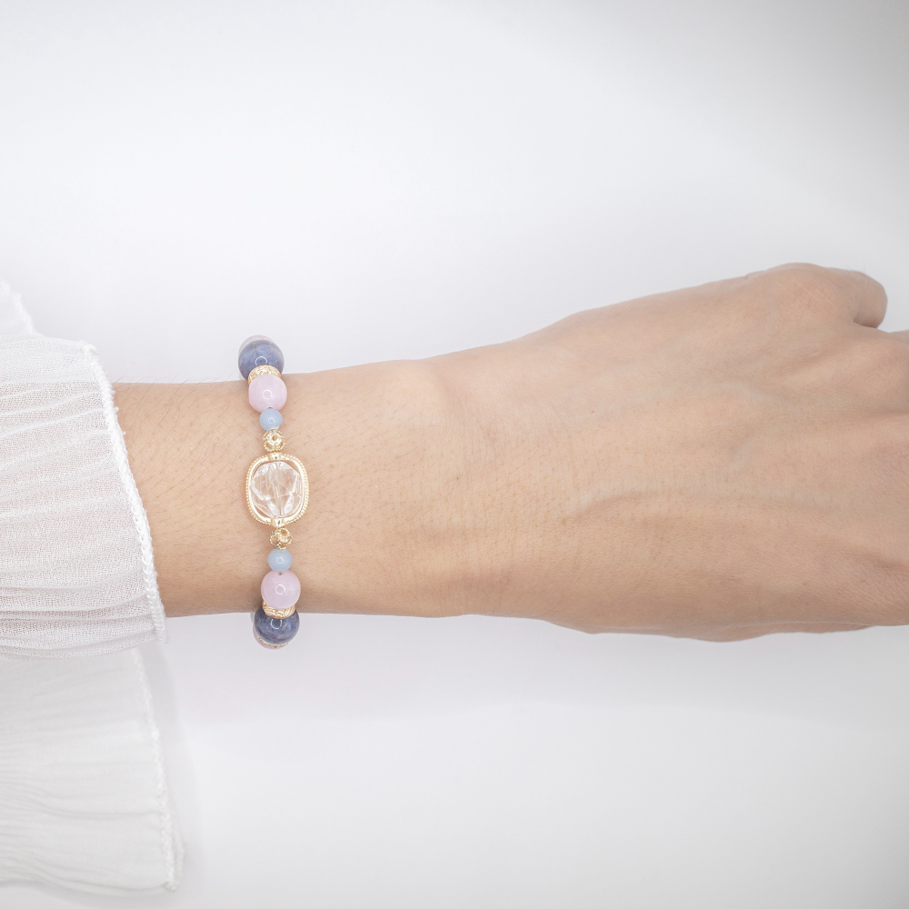 𝓒𝓱𝓾𝓷 // 溫柔的守護 // 舒壓療癒緩和安定．堇青石天使石海藍寶紫鋰輝石舒螢石水晶手鍊-細節圖7