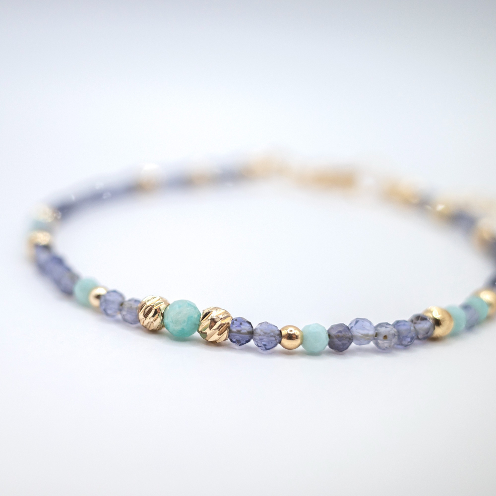 𝓒𝓱𝓾𝓷 // 天冉 // ★極細款★紓解壓力消除負能量．天河石堇青石水晶手鍊-細節圖4