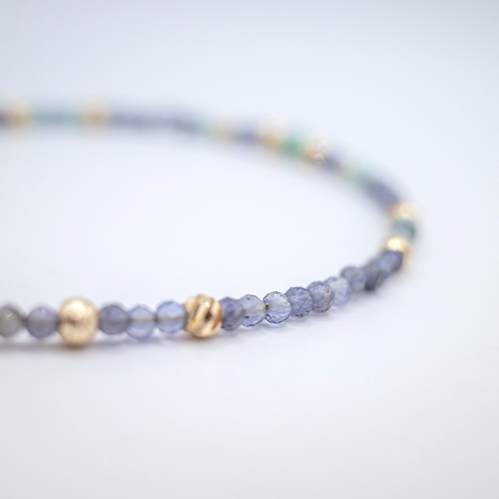 𝓒𝓱𝓾𝓷 // 天冉 // ★極細款★紓解壓力消除負能量．天河石堇青石水晶手鍊-細節圖5