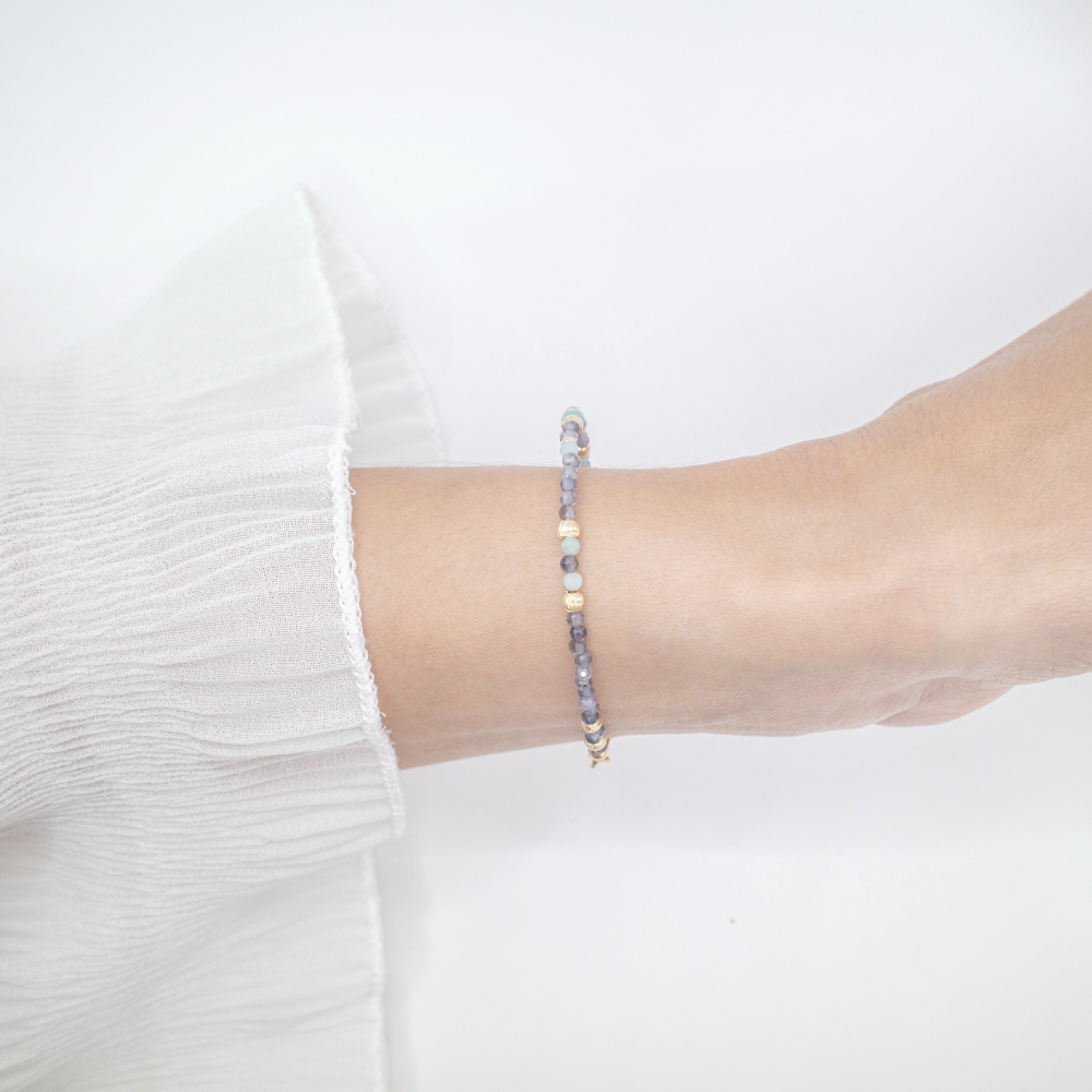 𝓒𝓱𝓾𝓷 // 天冉 // ★極細款★紓解壓力消除負能量．天河石堇青石水晶手鍊-細節圖7