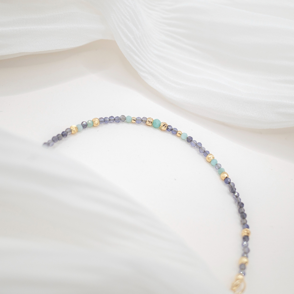 𝓒𝓱𝓾𝓷 // 天冉 // ★極細款★紓解壓力消除負能量．天河石堇青石水晶手鍊-細節圖9