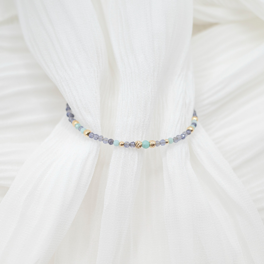 𝓒𝓱𝓾𝓷 // 天冉 // ★極細款★紓解壓力消除負能量．天河石堇青石水晶手鍊-細節圖10