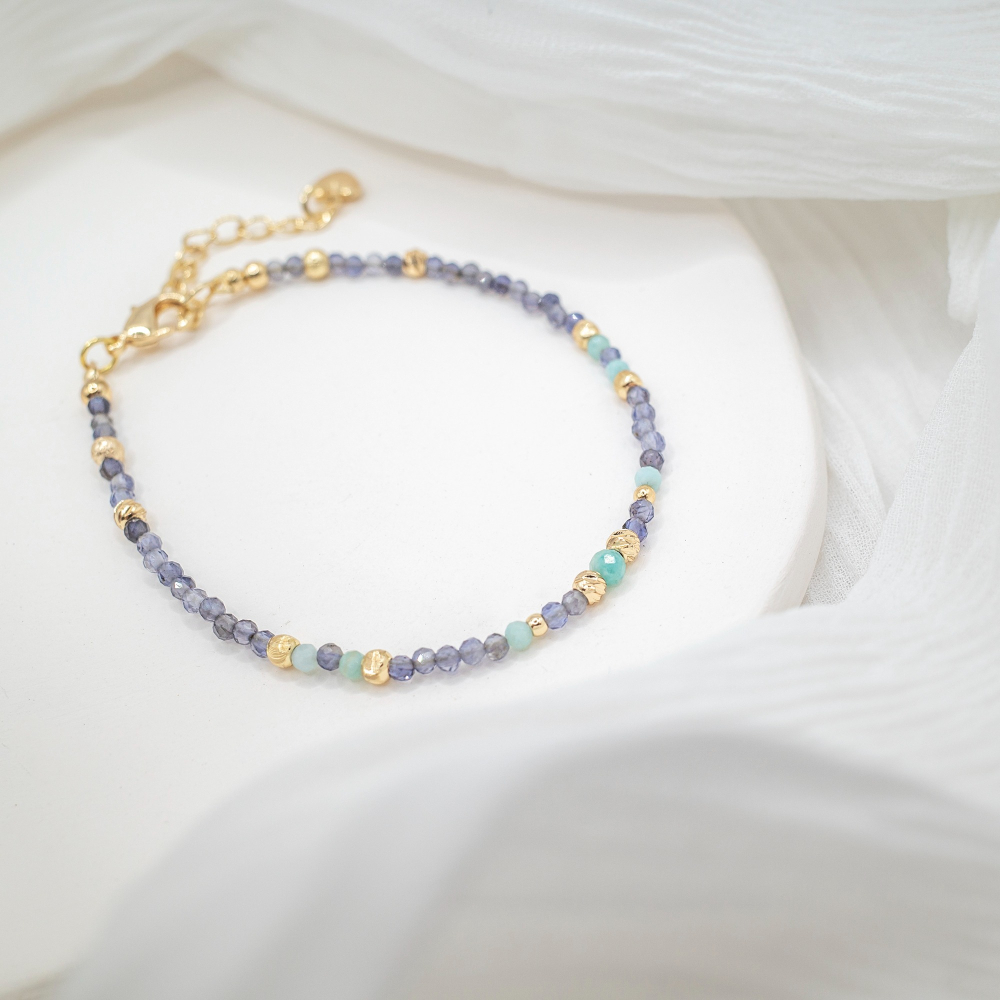 𝓒𝓱𝓾𝓷 // 天冉 // ★極細款★紓解壓力消除負能量．天河石堇青石水晶手鍊-細節圖11