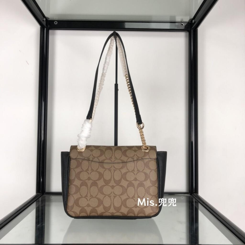 保固 現貨 COACH 蔻馳包包 Mis.兜兜 女生翻蓋包 鏈條包 單肩斜挎包 側背女包 大容量 時尚百搭-細節圖4