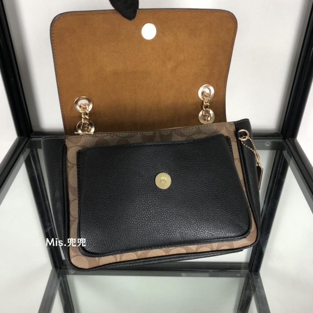 保固 現貨 COACH 蔻馳包包 Mis.兜兜 女生翻蓋包 鏈條包 單肩斜挎包 側背女包 大容量 時尚百搭-細節圖6