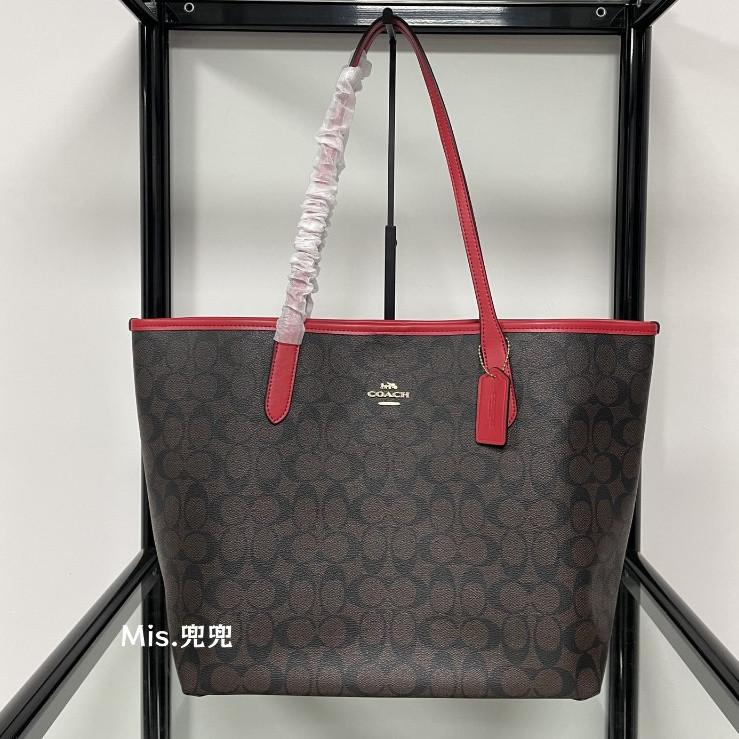 保固 現貨 COACH 蔻馳包包 Mis.兜兜 經典老花托特包 手提包 單肩包 大容量女包 吸扣-細節圖3