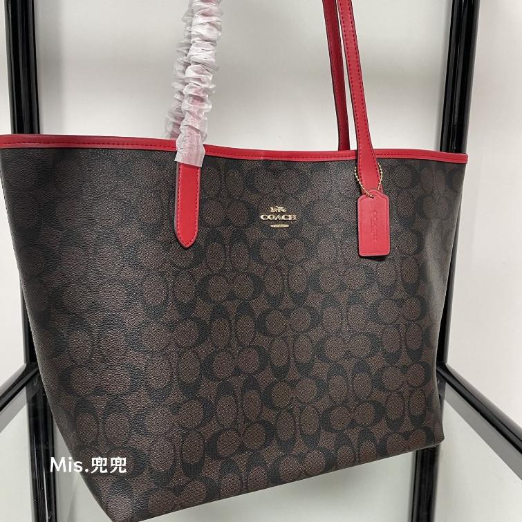保固 現貨 COACH 蔻馳包包 Mis.兜兜 經典老花托特包 手提包 單肩包 大容量女包 吸扣-細節圖4