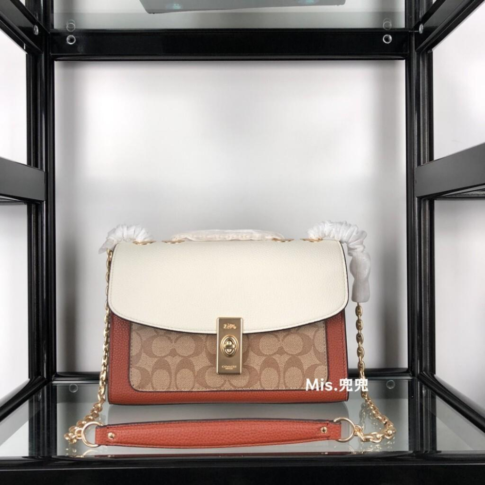 保固 現貨 COACH 蔻馳包包 Mis.兜兜 時尚女生翻蓋包 鏈條包 單肩包 斜挎包 大容量 百搭女包-細節圖3