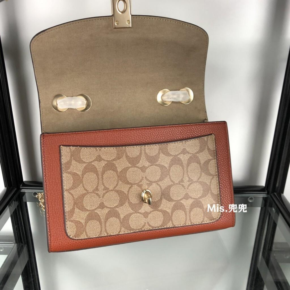 保固 現貨 COACH 蔻馳包包 Mis.兜兜 時尚女生翻蓋包 鏈條包 單肩包 斜挎包 大容量 百搭女包-細節圖5