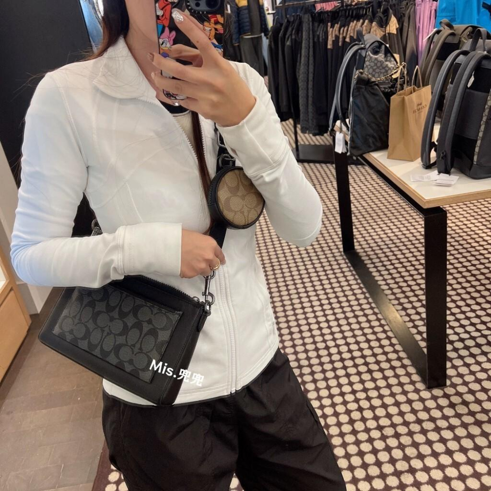 保固 現貨 COACH 蔻馳包包 Mis.兜兜 經典男士單肩斜挎包 二合一 配小圓零錢包 斜挎包 男生包包-細節圖4