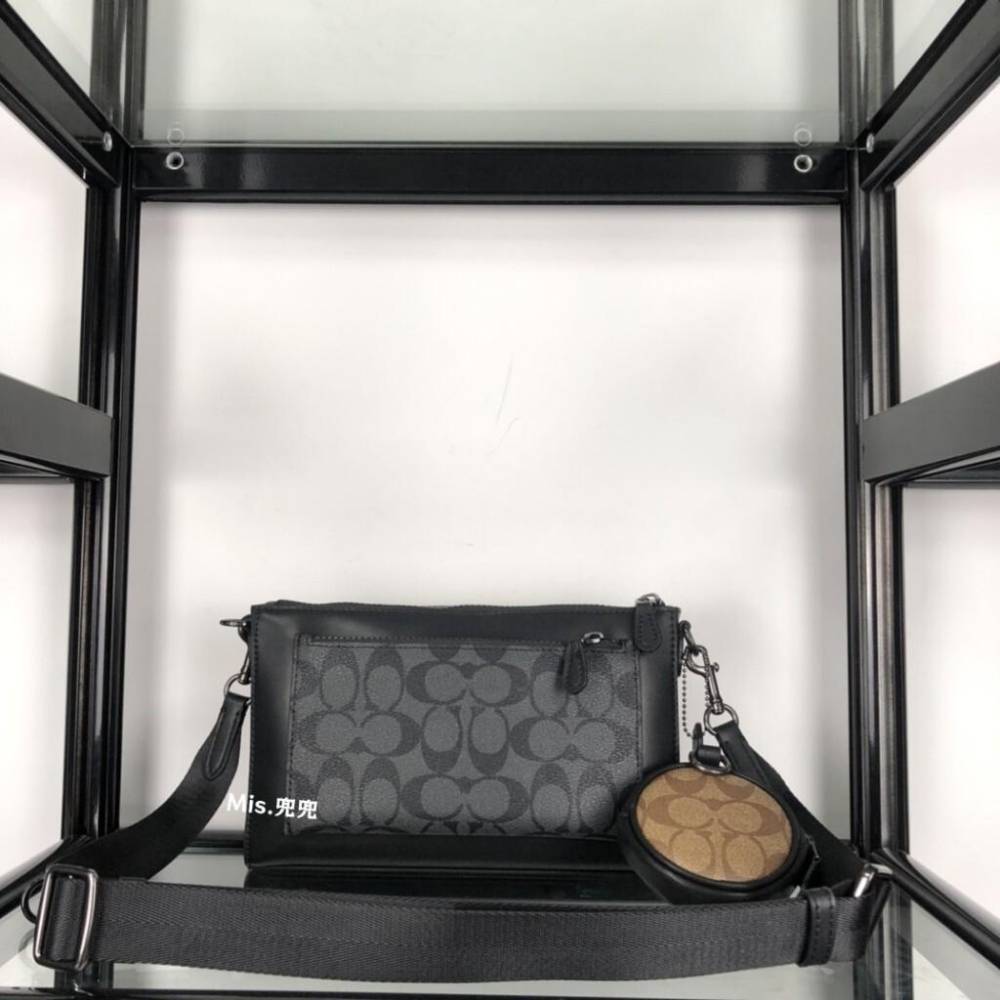 保固 現貨 COACH 蔻馳包包 Mis.兜兜 經典男士單肩斜挎包 二合一 配小圓零錢包 斜挎包 男生包包-細節圖5