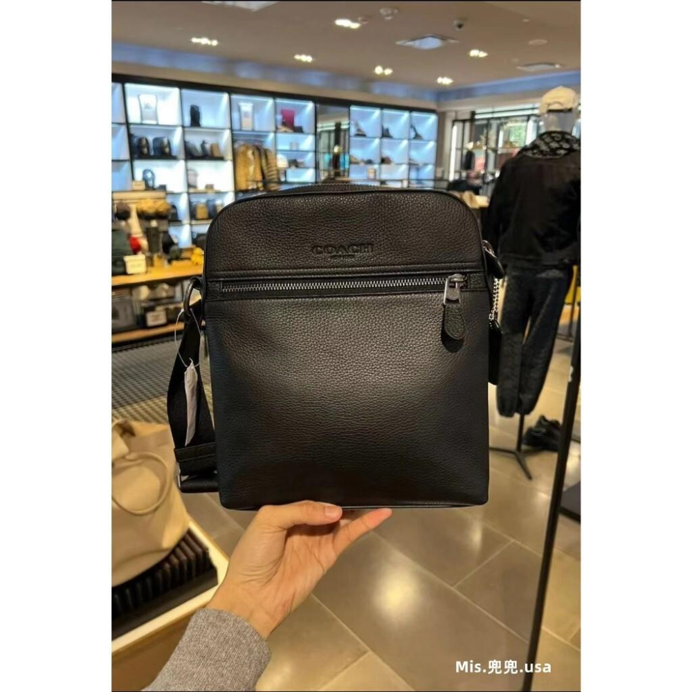 保固 現貨 COACH 蔻馳包包 Mis.兜兜 時尚包包 飛行員包 拉鏈單肩包 新款公事包 真皮男包 斜背包 商務包-細節圖3