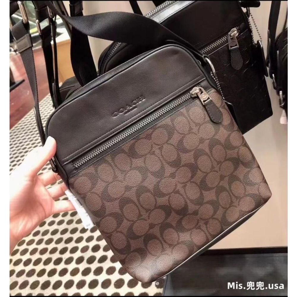保固 現貨 COACH 蔻馳包包 Mis.兜兜 時尚包包 飛行員包 拉鏈單肩包 新款公事包 真皮男包 斜背包 商務包-細節圖5
