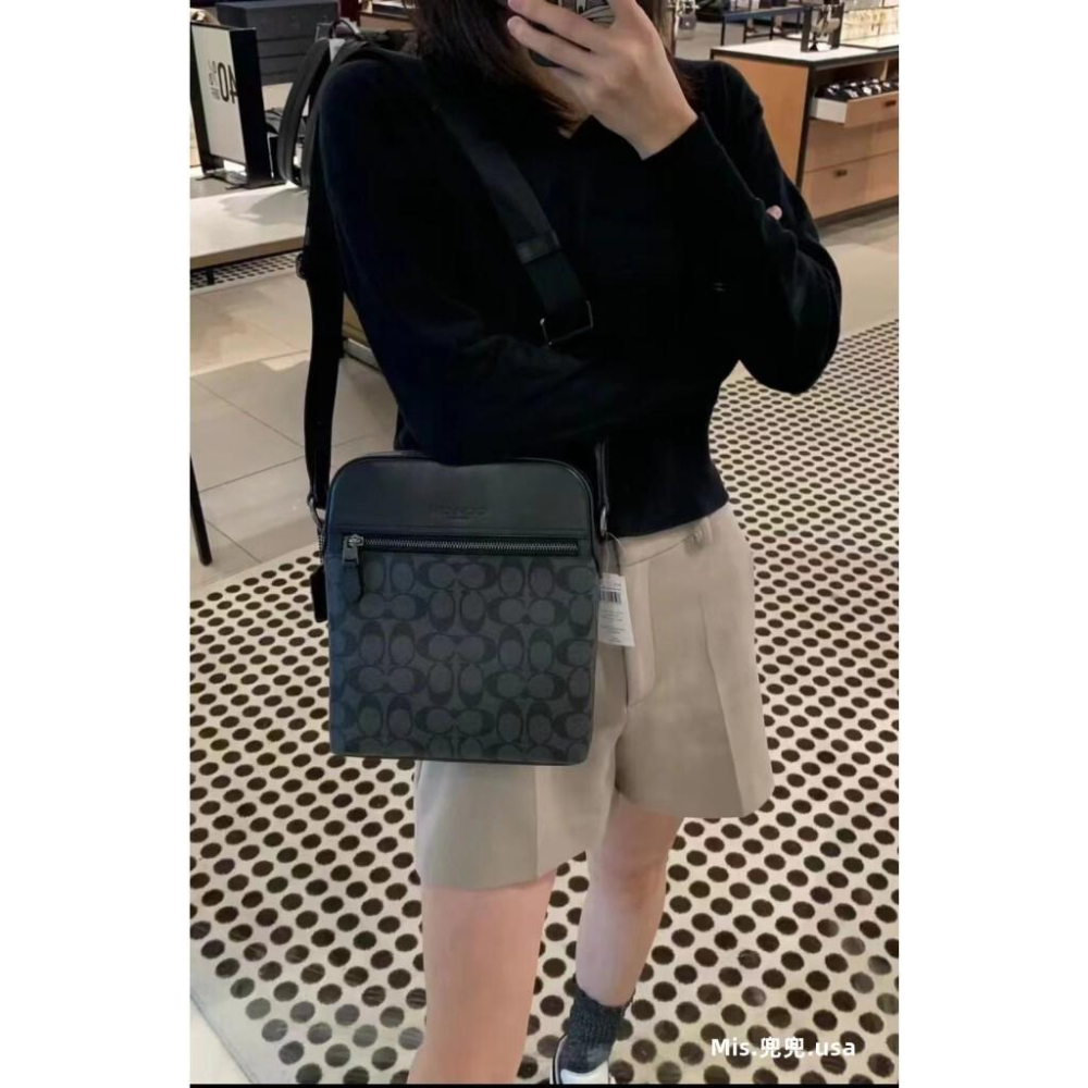 保固 現貨 COACH 蔻馳包包 Mis.兜兜 時尚包包 飛行員包 拉鏈單肩包 新款公事包 真皮男包 斜背包 商務包-細節圖6