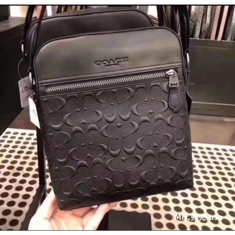 保固 現貨 COACH 蔻馳包包 Mis.兜兜 時尚包包 飛行員包 拉鏈單肩包 新款公事包 真皮男包 斜背包 商務包-細節圖7