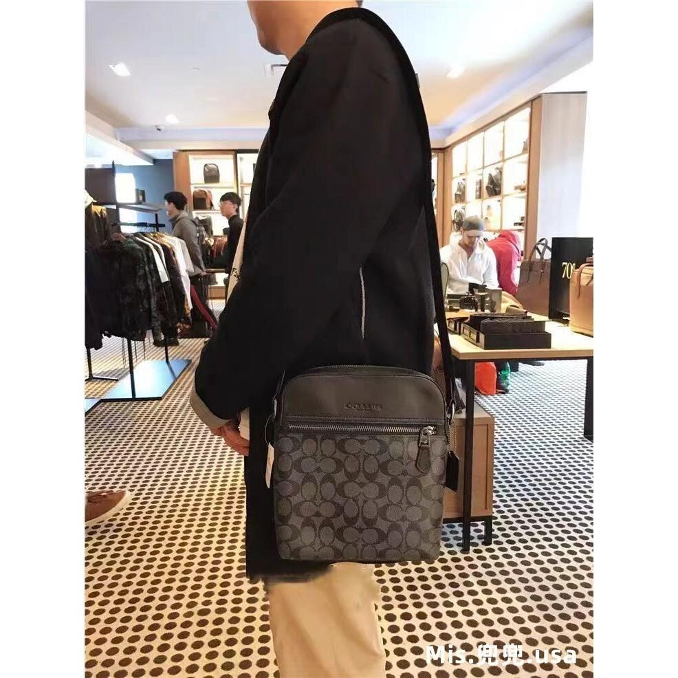 保固 現貨 COACH 蔻馳包包 Mis.兜兜 時尚包包 飛行員包 拉鏈單肩包 新款公事包 真皮男包 斜背包 商務包-細節圖8