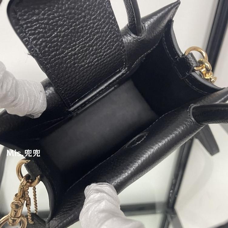 保固 現貨 COACH 蔻馳包包 Mis.兜兜 女生紙袋包 mini Tote托特包 經典老花c紋 單肩斜挎包 手提包-細節圖6