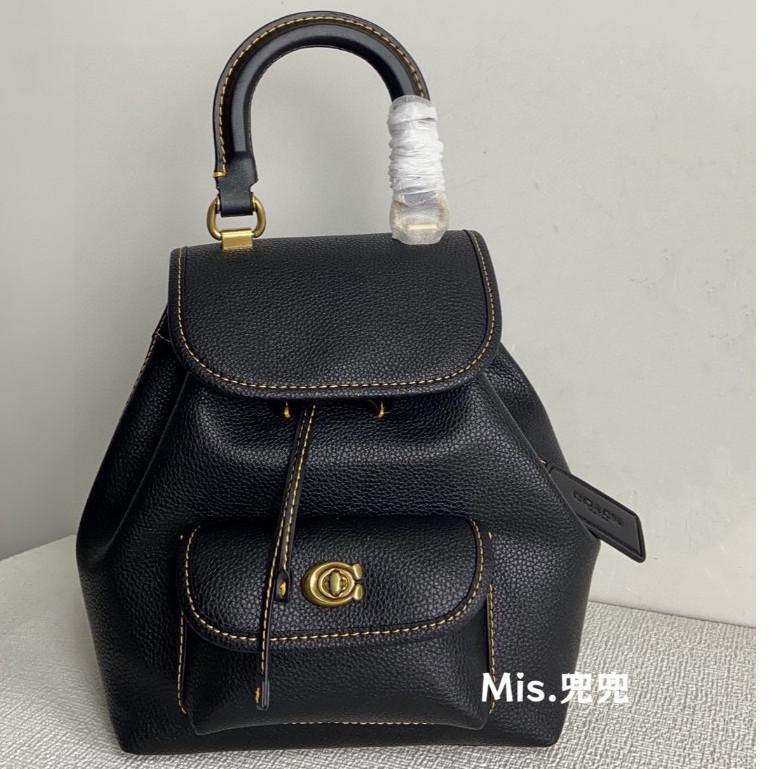 保固 現貨 COACH 蔻馳包包 Mis.兜兜 女生mini迷你雙肩背包 拼色翻蓋抽繩包 手提書包 後背包 雙肩包女-細節圖3