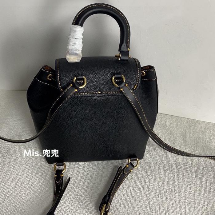 保固 現貨 COACH 蔻馳包包 Mis.兜兜 女生mini迷你雙肩背包 拼色翻蓋抽繩包 手提書包 後背包 雙肩包女-細節圖5