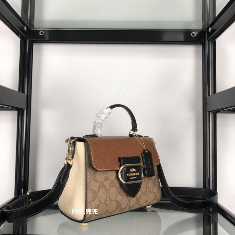 保固 現貨 COACH 蔻馳包包 Mis.兜兜 新款女生郵差包 手提包 單肩斜挎包 側背包 復古老花小方包 盒子包 大-細節圖4