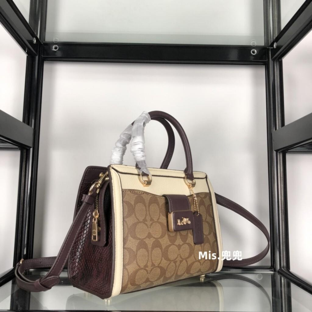 保固 現貨 COACH 蔻馳包包 Mis.兜兜 時尚女士手袋 手提包 單肩包 斜挎包 小方包 側背包 大容量女包-細節圖5
