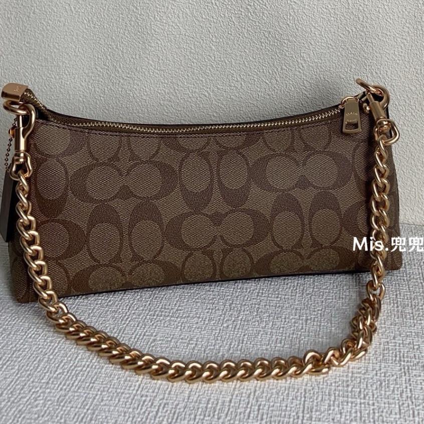 保固 現貨 COACH 蔻馳包包 Mis.兜兜🛒時尚女生法棍包 單肩包 鏈條包 斜挎包 女生包包 時尚女包 腋下包-細節圖6
