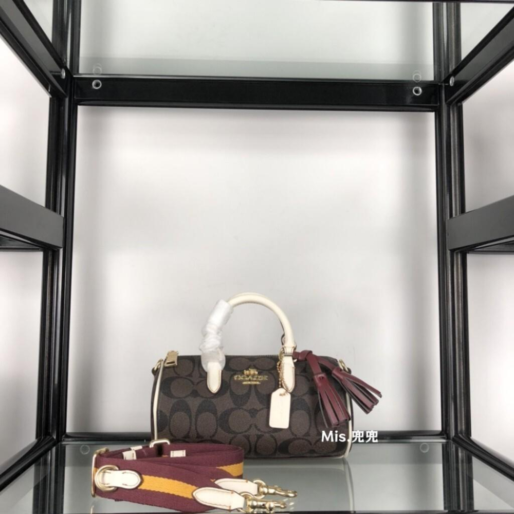 保固 現貨 COACH 蔻馳包包 Mis.兜兜 經典女生筆筒包 手提包 單肩斜挎包 斜背包 波士頓包 女生包包-細節圖3