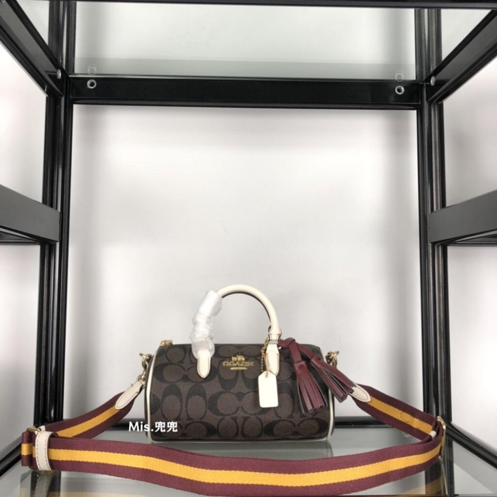 保固 現貨 COACH 蔻馳包包 Mis.兜兜 經典女生筆筒包 手提包 單肩斜挎包 斜背包 波士頓包 女生包包-細節圖4